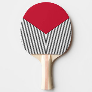 Black and white chevron design and red triangle ping pong paddle