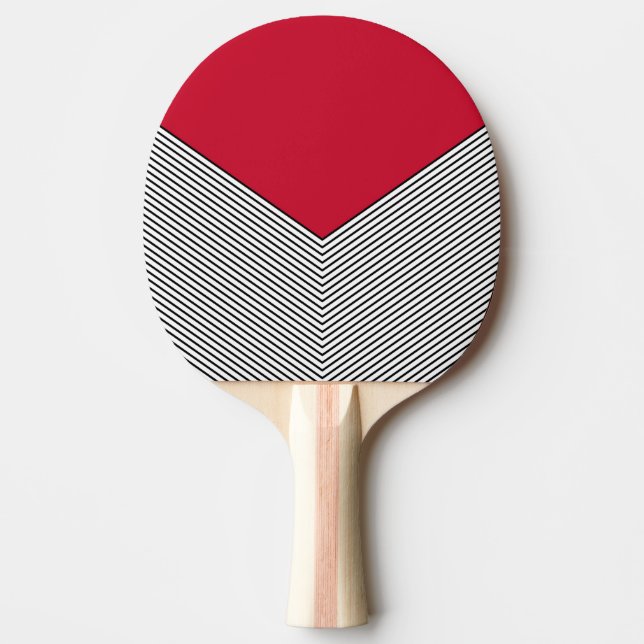Black and white chevron design and red triangle ping pong paddle (Front)