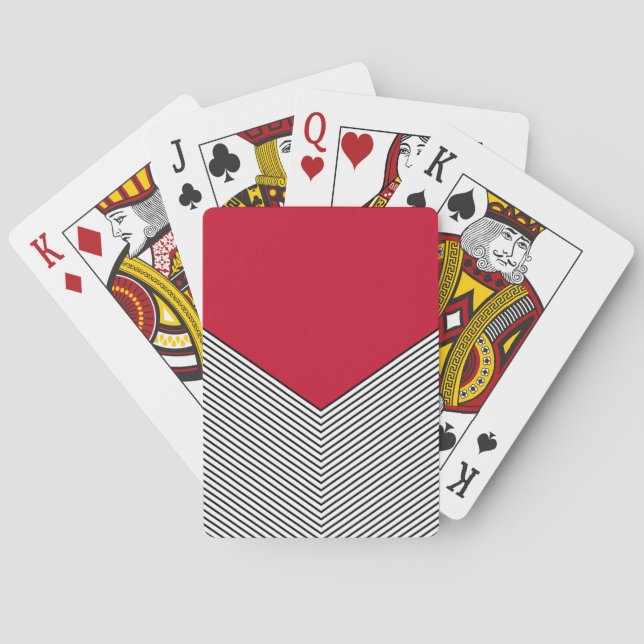 Black and white chevron design and red triangle playing cards (Back)