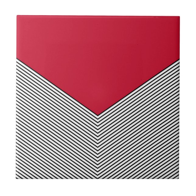 Black and white chevron design and red triangle tile (Front)