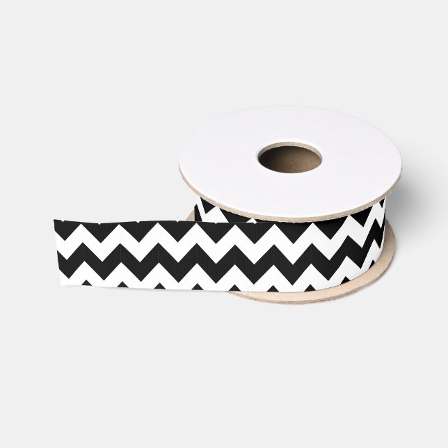 Black and White Chevron Grosgrain Ribbon (Spool)