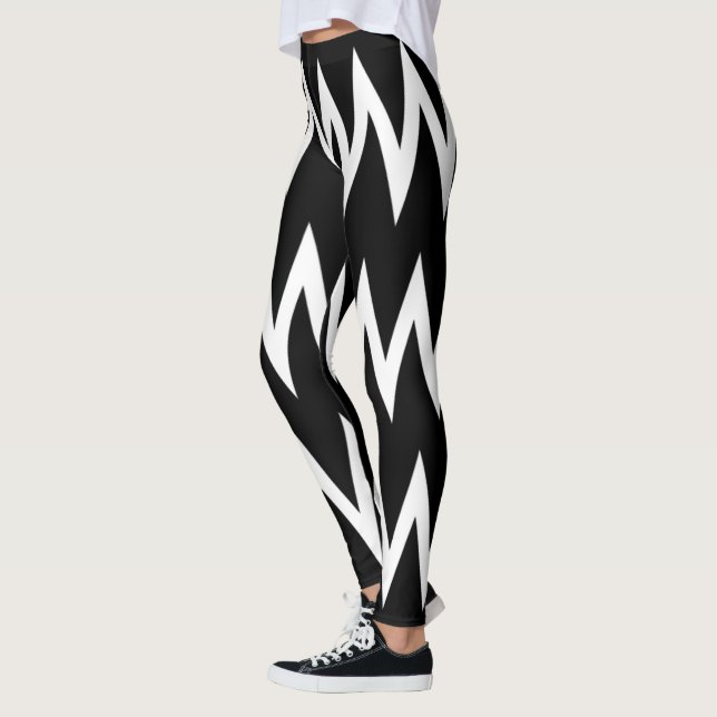 Black and White Chevron Leggings (Left)