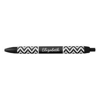 Black and White Chevron Monogram Ink Pen