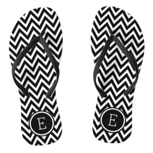 Black and White Chevron Monogram Jandals