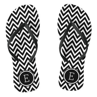 Black and White Chevron Monogram Jandals