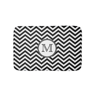 Black and White Chevron Monogrammed Bath Mat
