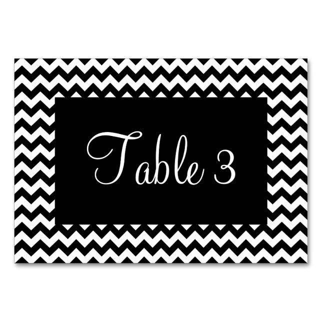 Black and White Chevron Numbered Table Number (Back)