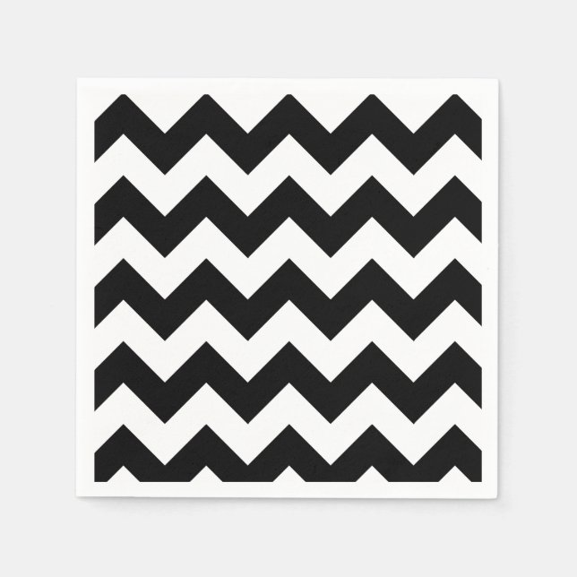 Black and White Chevron Paper Napkin (Front)