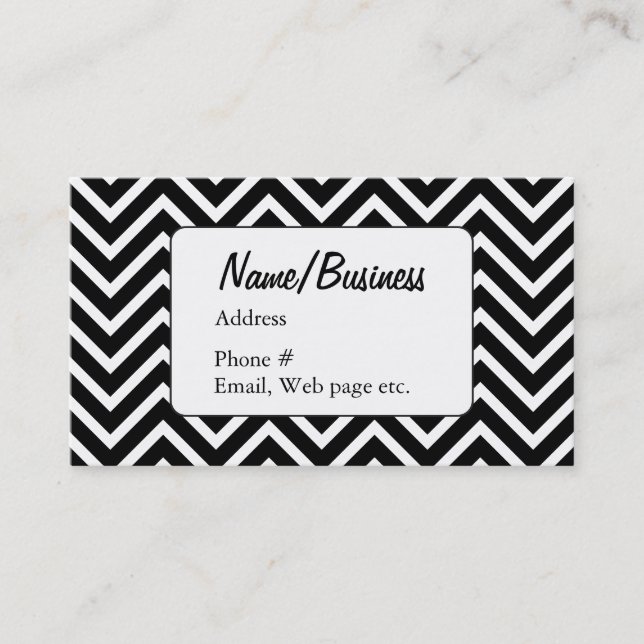 Black And White Chevron Pattern Artist Business Card (Front)