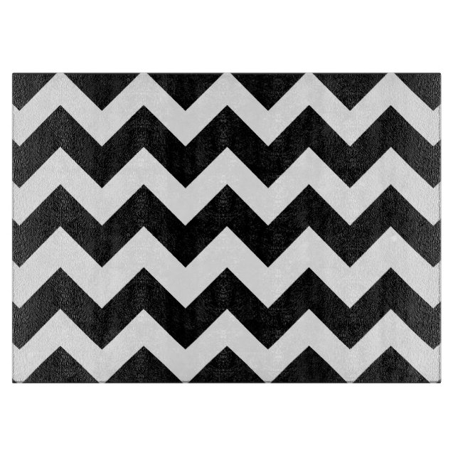 Black and White Chevron Pattern Cutting Board (Front)