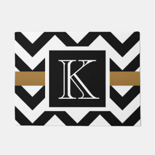 Black and White Chevron Pattern Doormat