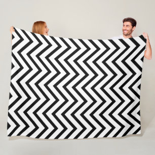 Black And White Chevron Pattern  Fleece Blanket
