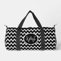 Black And White Chevron Pattern Monogrammed Small