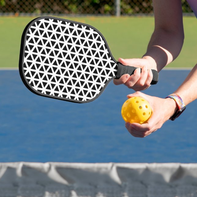 Black and White Chevron Pattern  Pickleball Paddle (Insitu)