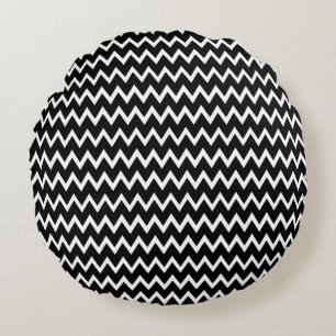  Black And White Chevron Pattern  Round Cushion
