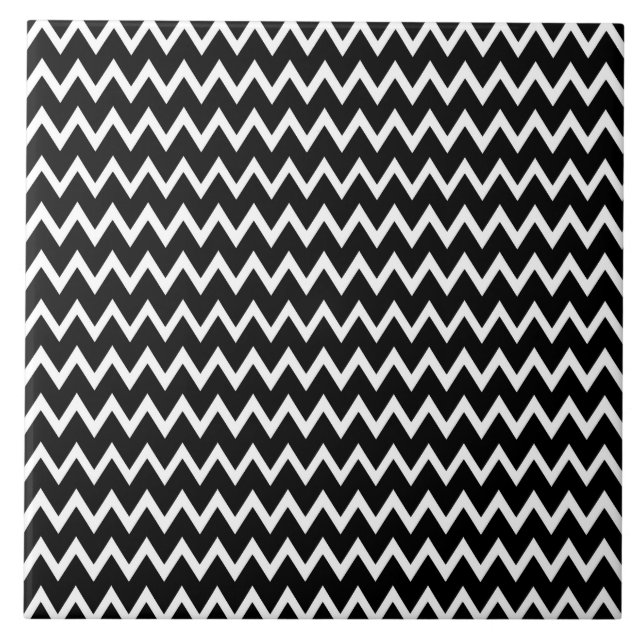  Black And White Chevron Pattern  Tile (Front)