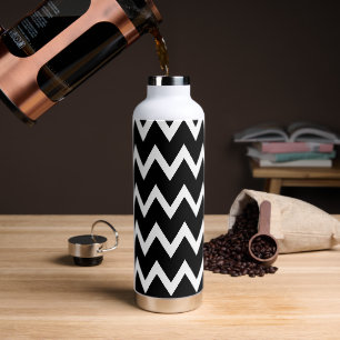 Black And White Chevron Pattern Water Bottle