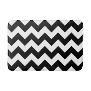 Black and White Chevron Print Bath Mat