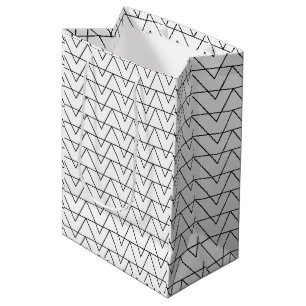 Black and White Chevron Stripe Medium Gift Bag