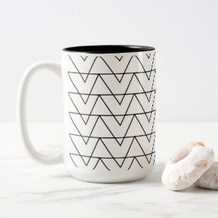 Black and White Chevron Stripe Pattern Two-Tone Coffee Mug