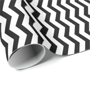 Black and White Chevron Stripe Wrapping Paper
