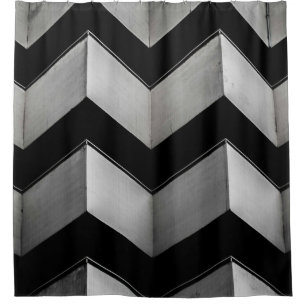 BLACK AND WHITE CHEVRON WALLPAPER SHOWER CURTAIN