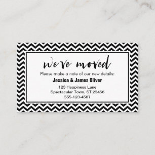 Black and White Chevron "We've Moved" Insert Card
