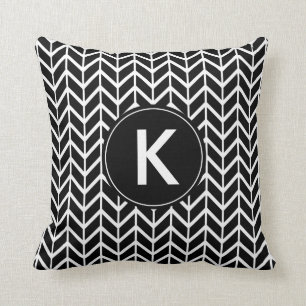 Black and White Chevron with Custom Monogram Cushion