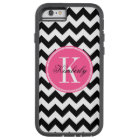 Black and White Chevron with Pink Monogram