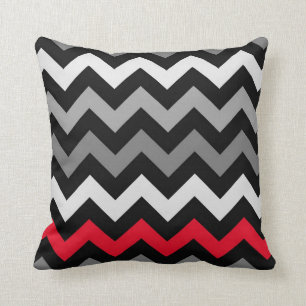 Black and White Chevron with Red Pillow