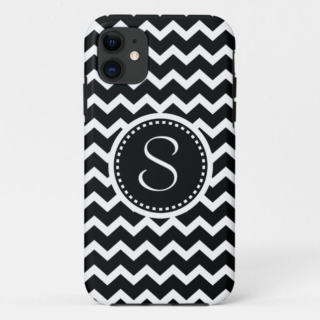 Black and White Chevron Zig Zag Retro Elegance Case-Mate iPhone Case (Back)