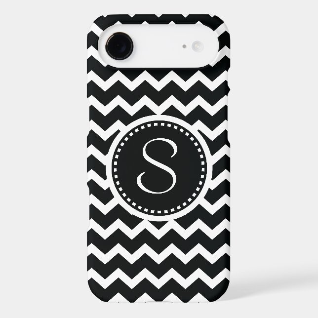 Black and White Chevron Zig Zag Retro Elegance Case-Mate iPhone Case (Back)
