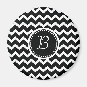 Black and White Chevron Zig Zag Retro Elegance Magnet
