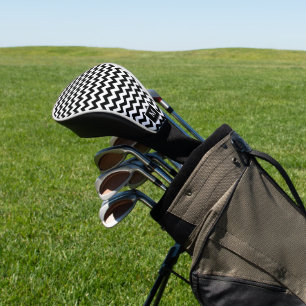 Black and white chevron zigzag pattern golf head cover