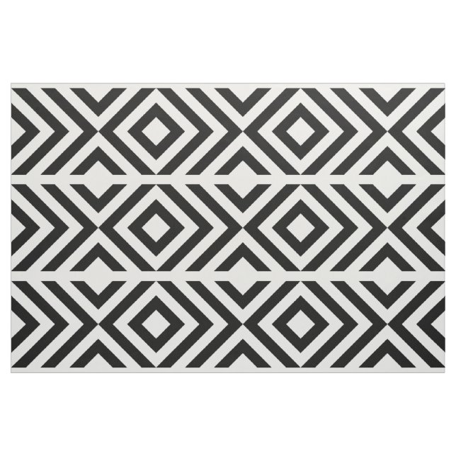 Black and White Chevrons and Diamonds Geometric Fabric (Fat Quarter)