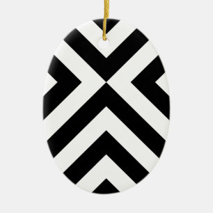 Black and White Chevrons Ceramic Tree Decoration