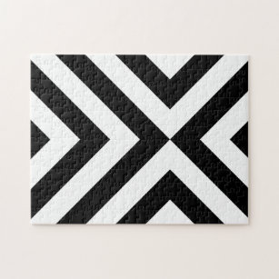 Black and White Chevrons Jigsaw Puzzle