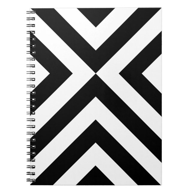 Black and White Chevrons Spiral Notebook (Front)
