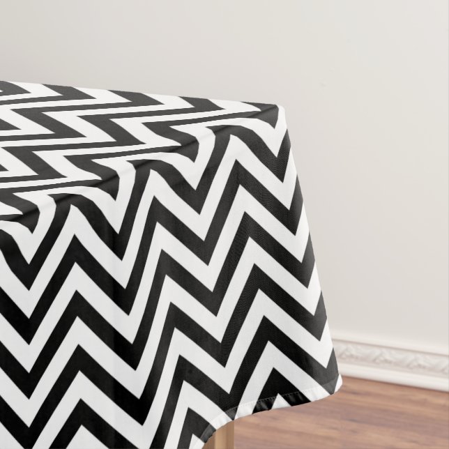 Black and White Chevrons Tablecloth (In Situ)