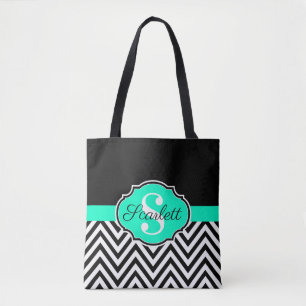 Black and White Chevrons Tote Bag