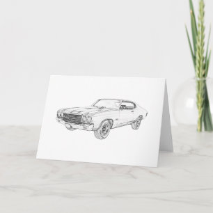 Black and White chevy chevelle Large Greeting Card