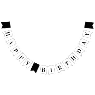 Black and White Chic Happy Birthday Bunting