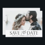 Black and White Chic Mixed Typography Photo Save The Date<br><div class="desc">Black and White Chic Mixed Typography Photo Save the Date Announcement. Announce your wedding date with this modern save the date card. It features mix typography of script and serif with black and white diagonal stripes pattern. This modern and elegant save the date announcement is perfect for any wedding theme....</div>
