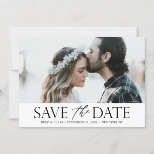 Black and White Chic Mixed Typography Photo Save The Date