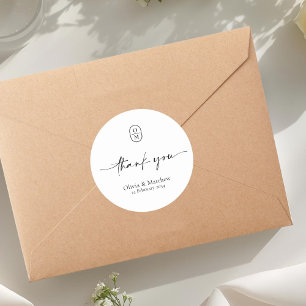 Black and White   Chic & Modern Wedding Monogram  Classic Round Sticker