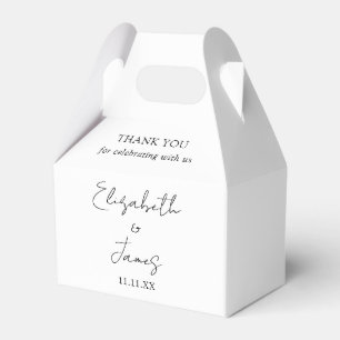 Black And White Chic Script Wedding Thank You Favour Box