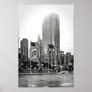 Black and White Chicago City View Photo Print