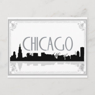 Black and white Chicago skyline Postcard