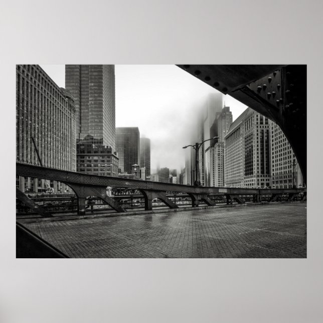 Black and White Chicago View photography  Poster (Front)