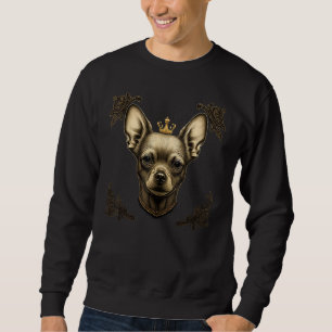 Black and White Chihuahua Dog on Crown Chihuahua Sweatshirt